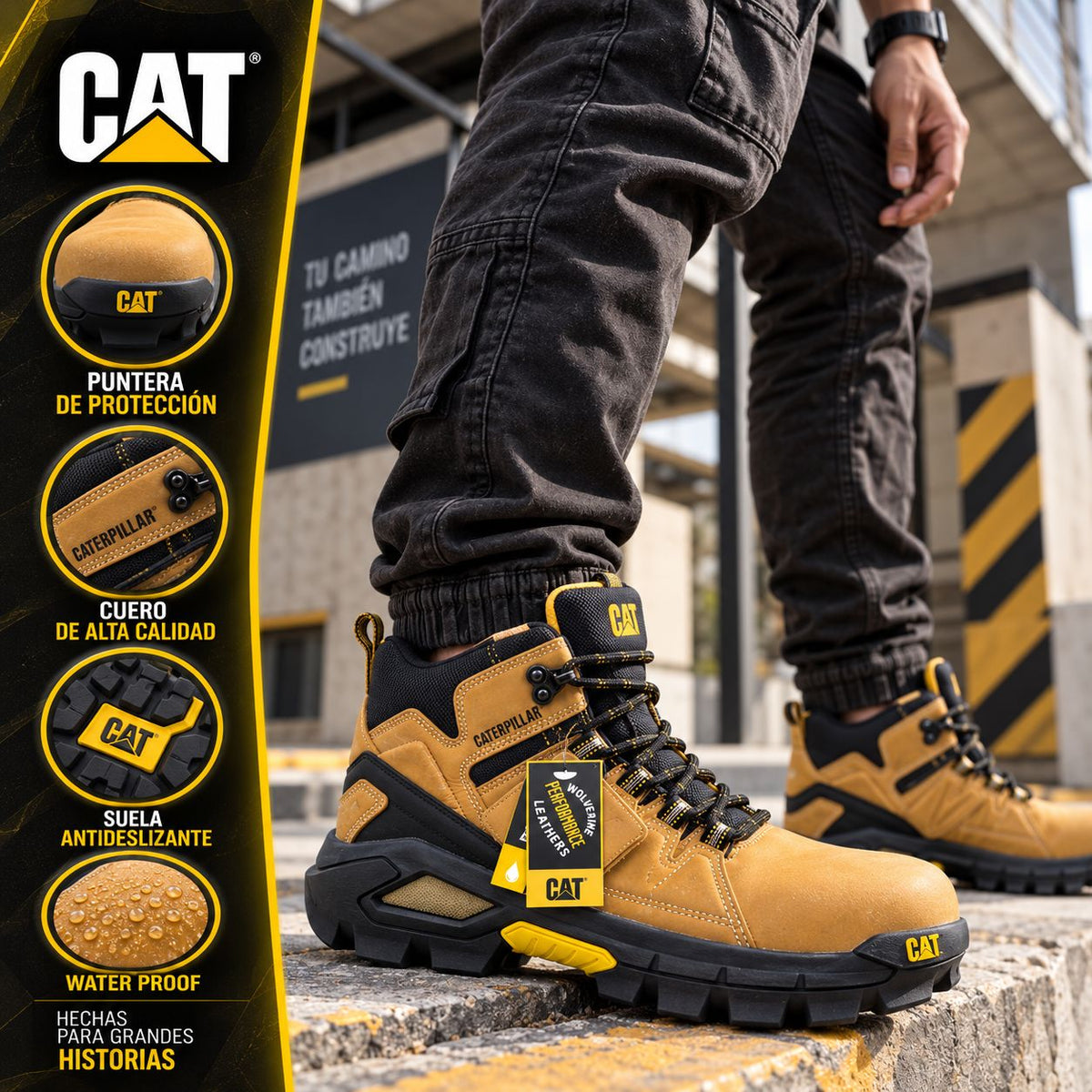 Bota CAT 1348 Waterproof  Amarilla