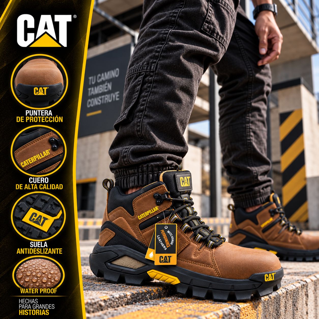 Bota CAT 1348 Waterproof  Marron