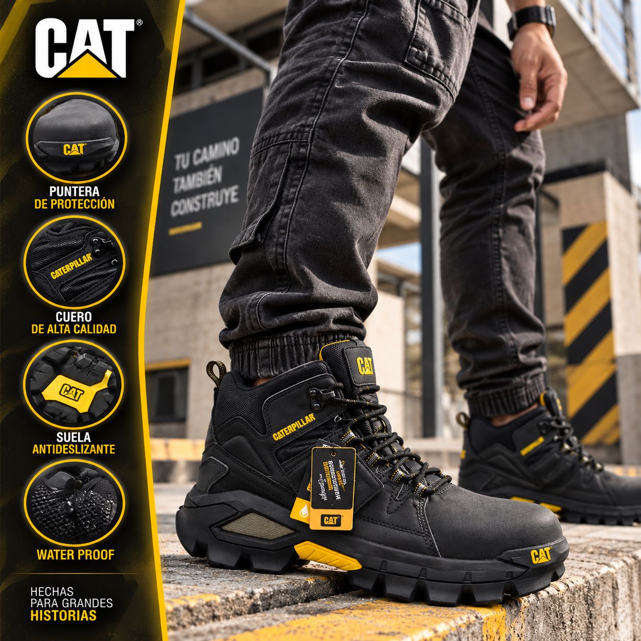 Bota CAT 1348 Waterproof  Negra